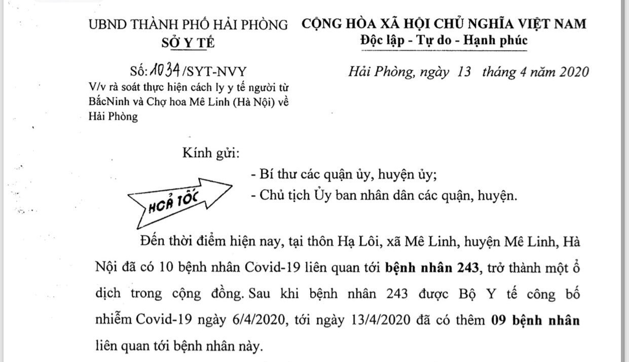 Tập trung rà soát thực hiện cách ly y tế người từ Bắc Ninh và Chợ hoa Mê Linh (Hà Nội) về Hải Phòng